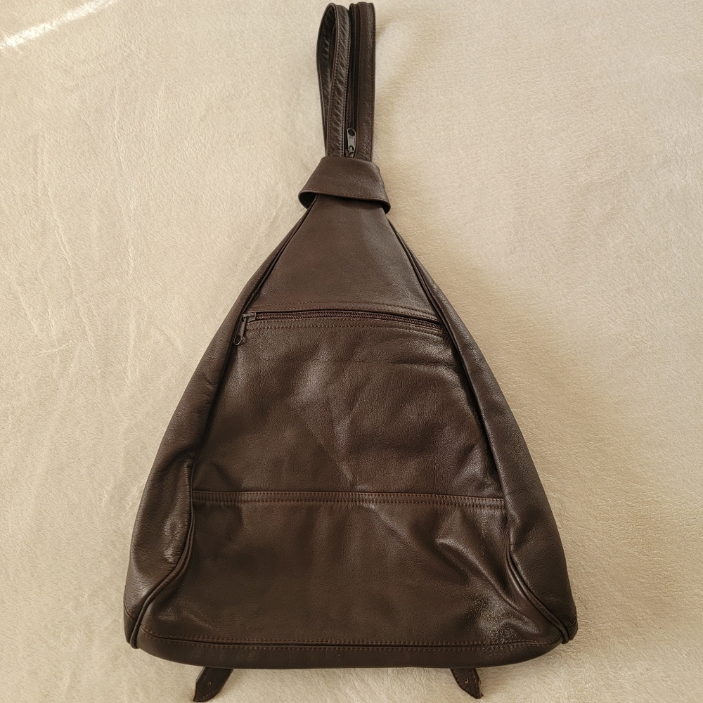 Genuine Chocolate Brown Leather Bag Made In Mexico